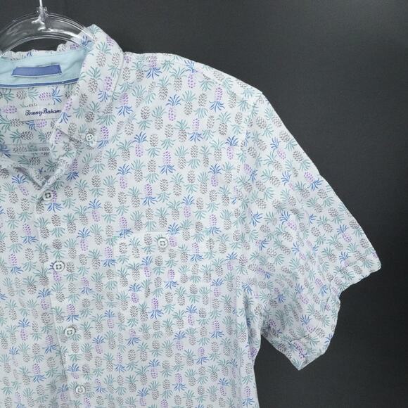 Tommy Bahama Shirt Mens Large White‎ Purple Pineapple Print Short Sleeve Resort - Picture 5 of 16